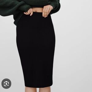 Aritzia WILFRED Black Pencil Skirt MIDI STRETCH